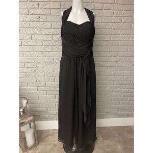 BARI JAY Black Sleeveless Pleated Bridesmaid Maxi Dress Size 12